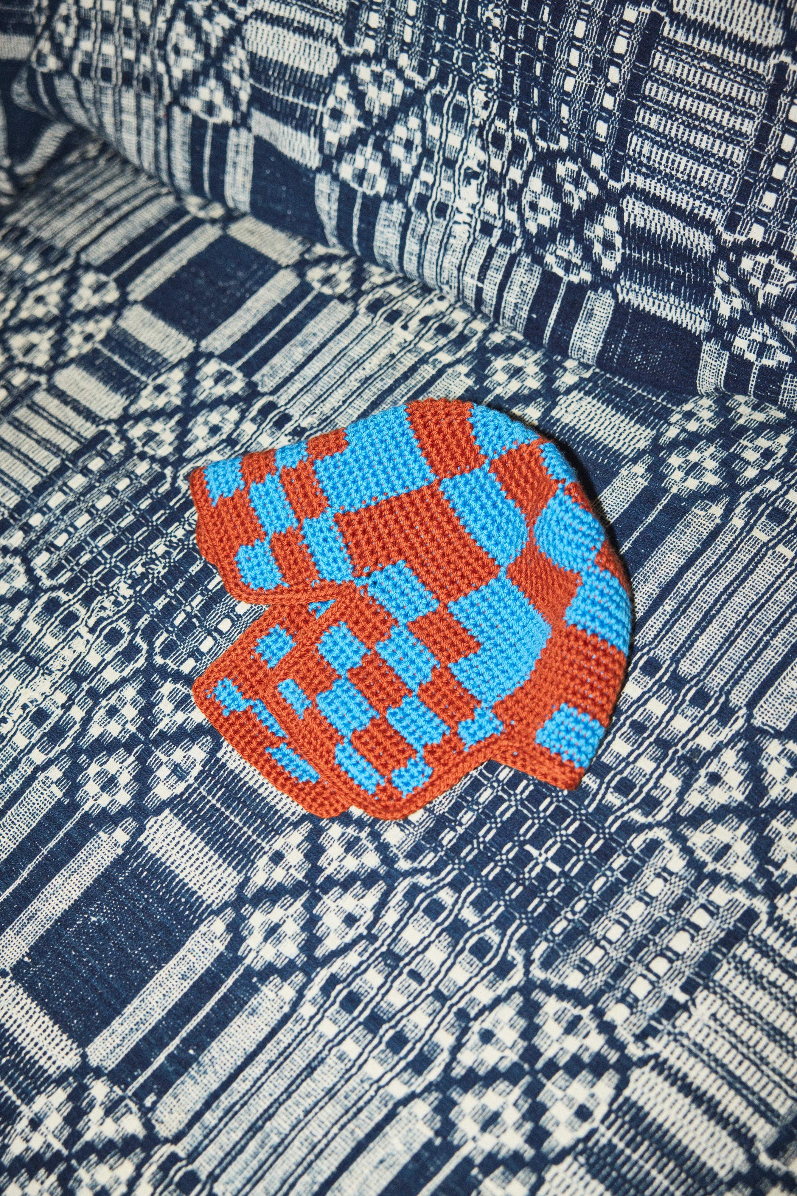 Checkered Crochet Rover Cap - Image 3