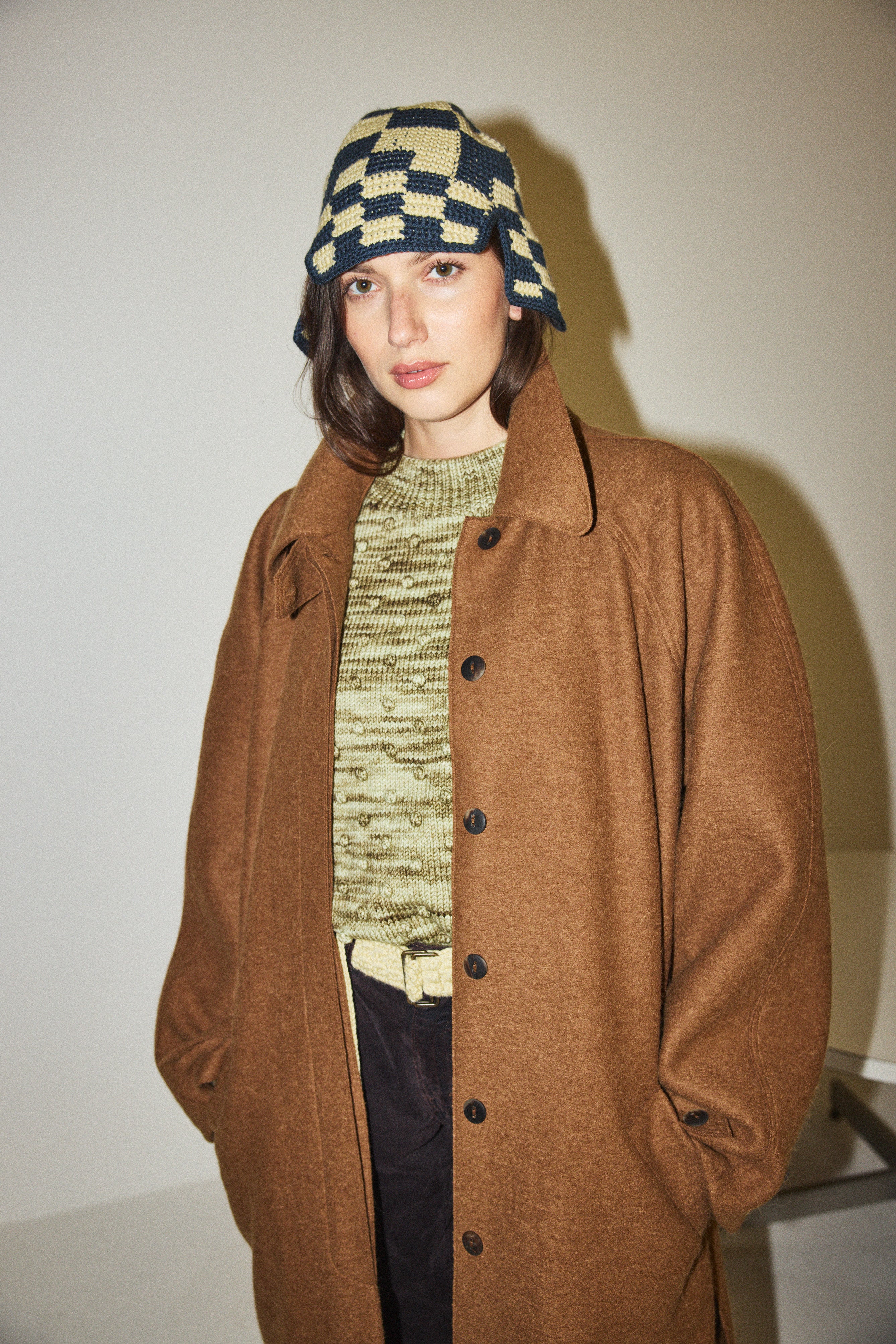 Checkered Crochet Rover Cap - Image 4