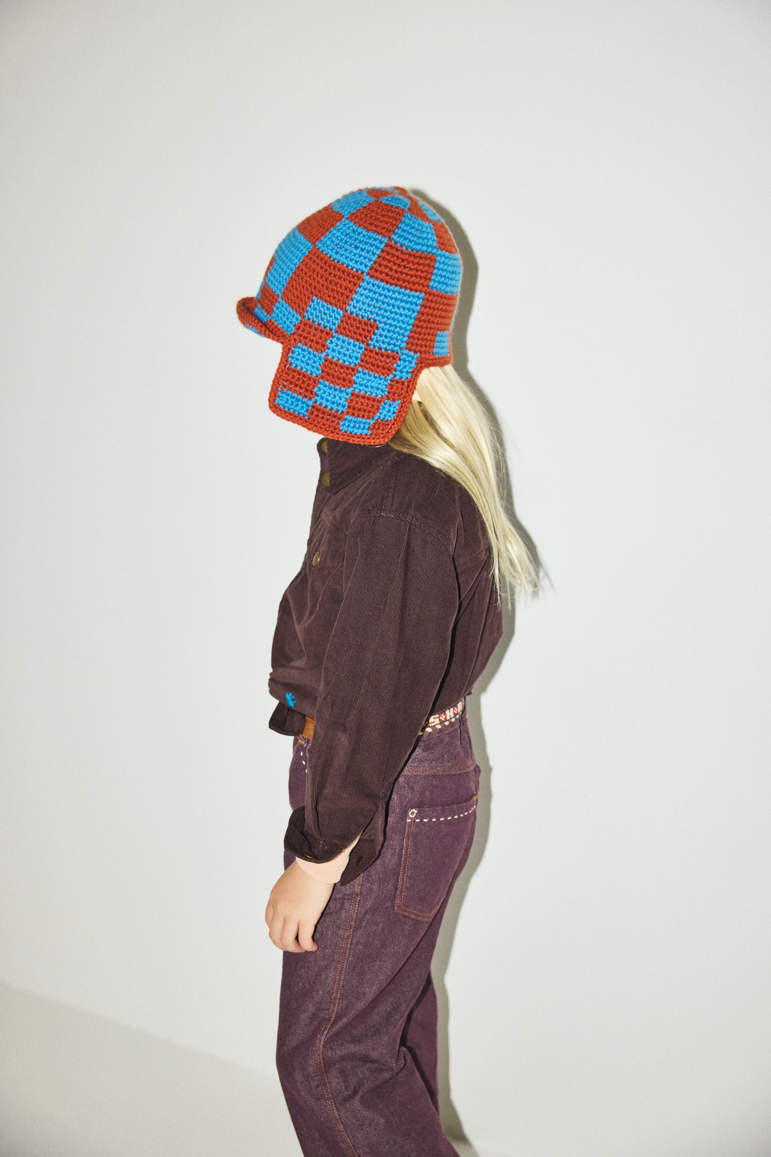 Checkered Crochet Rover Cap - Image 4