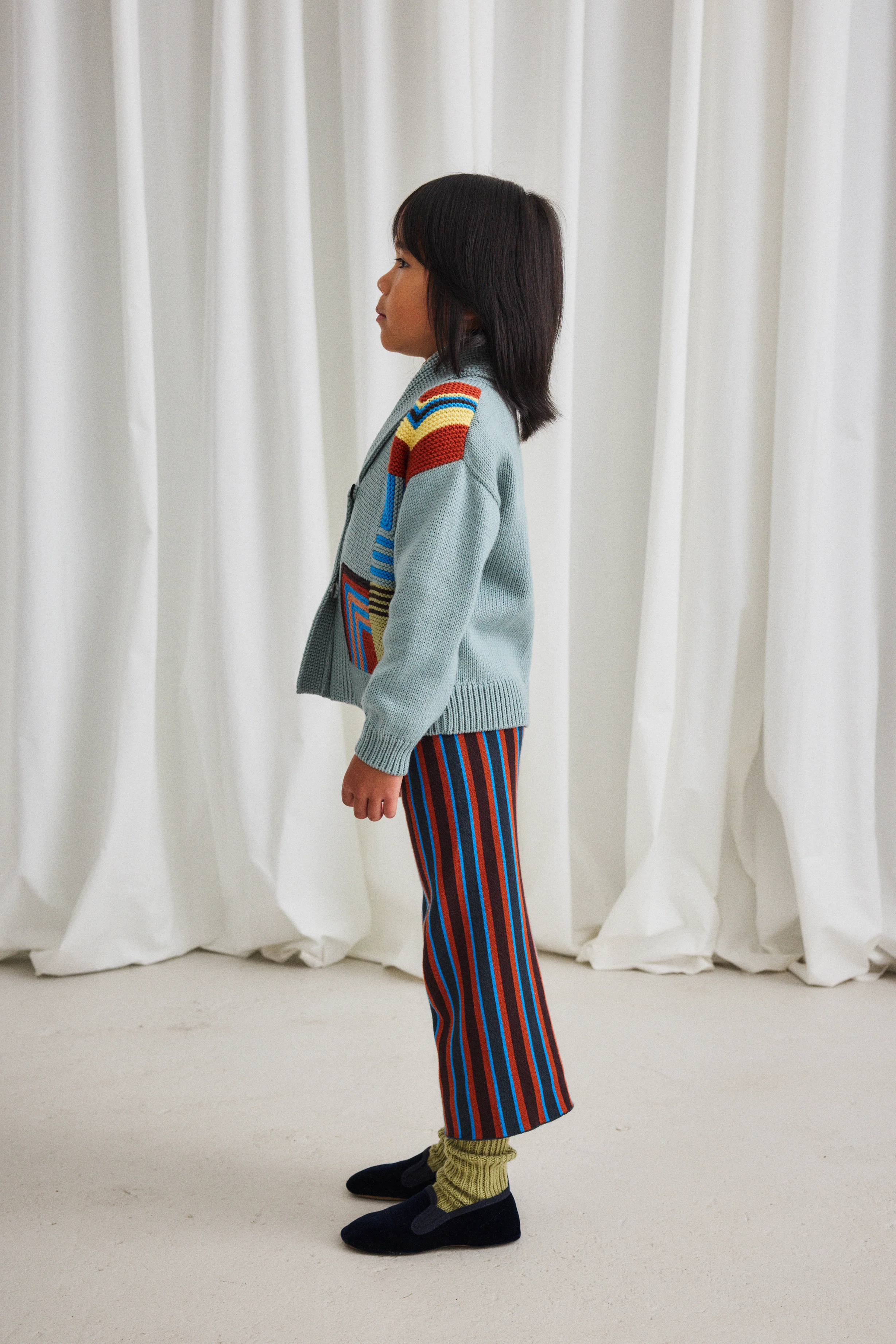 Patchwork Shawl Collar Cardigan - Image 3