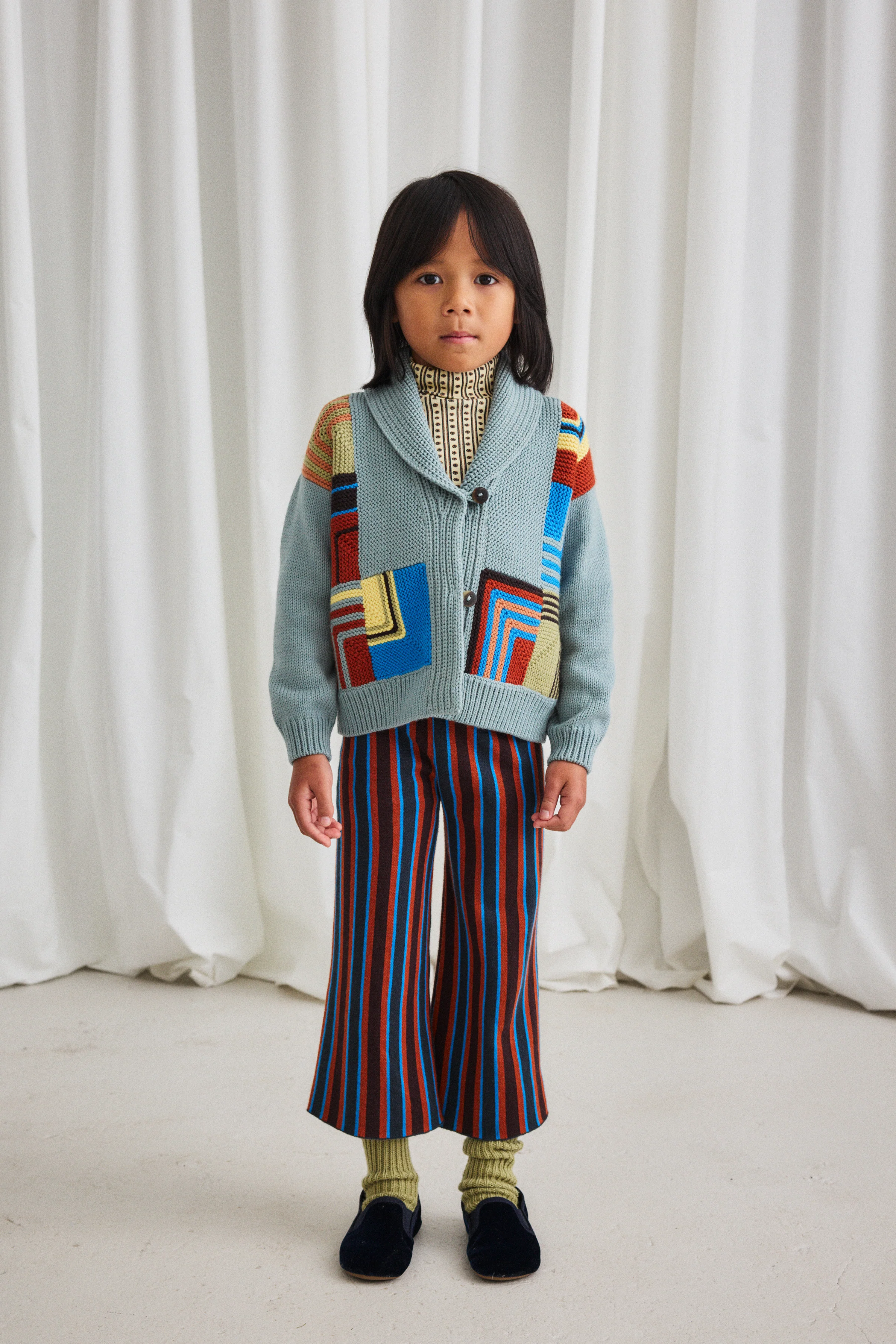 Patchwork Shawl Collar Cardigan - Image 4