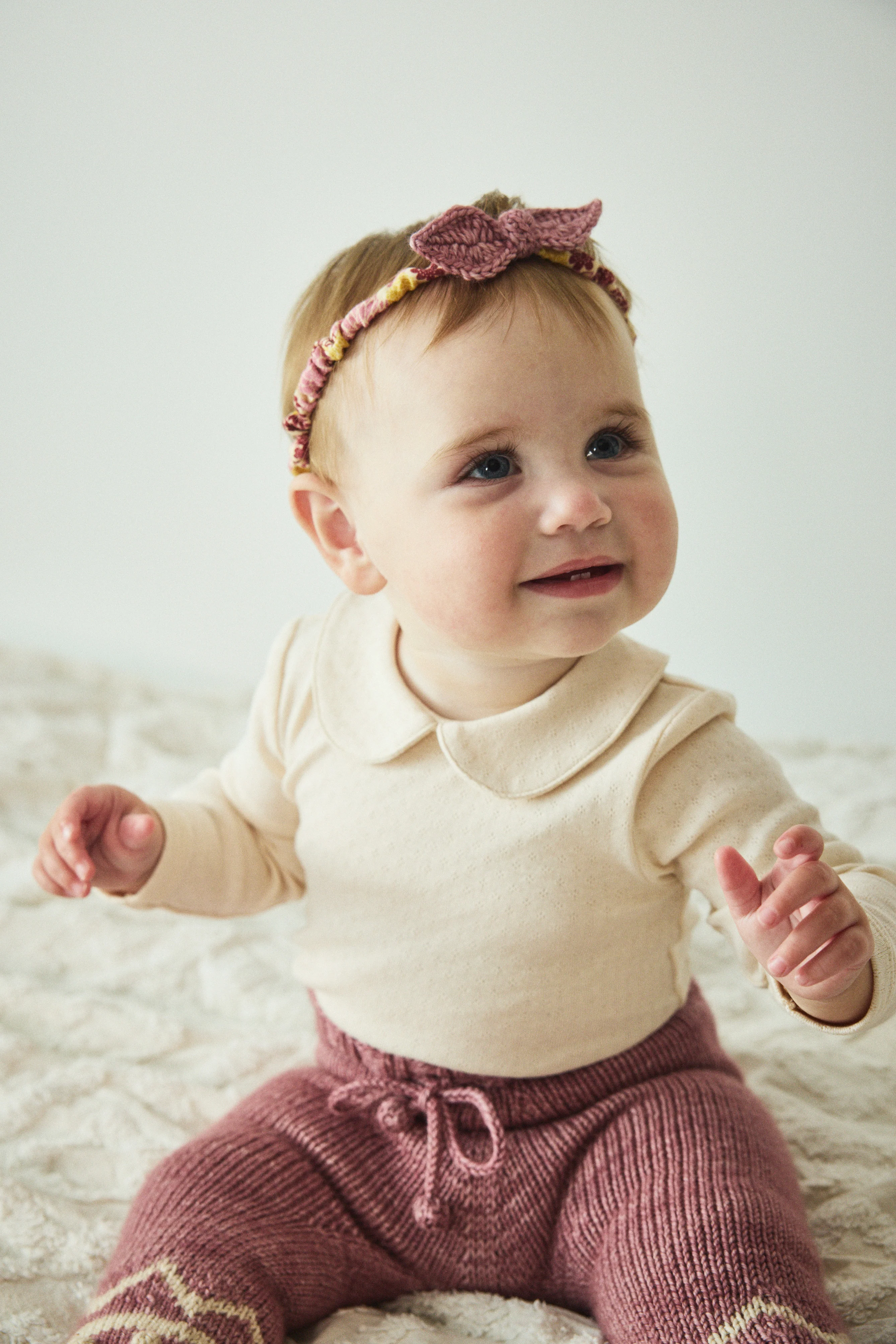 Baby Pointelle Petit Collar Onesie - Image 4
