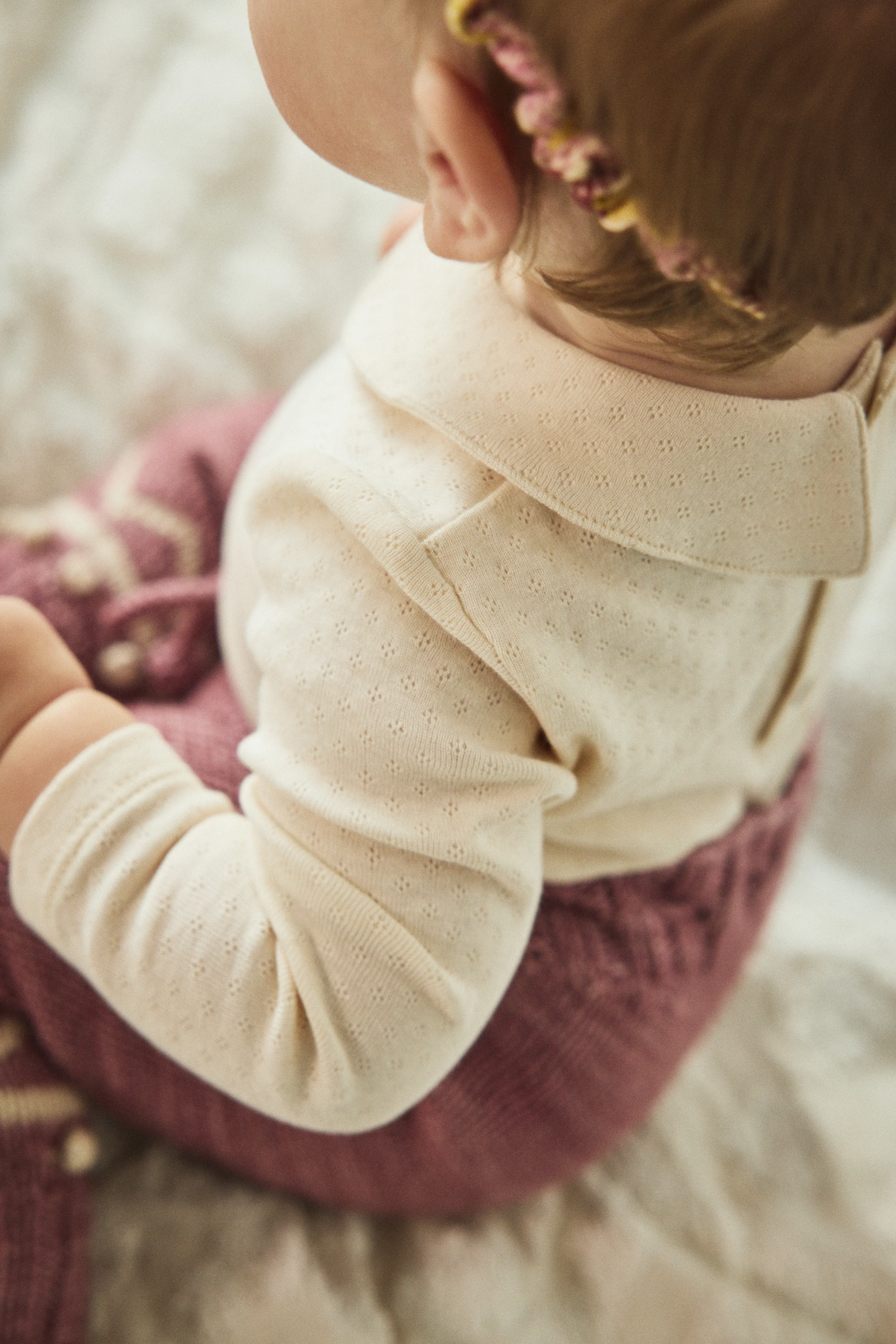 Baby Pointelle Petit Collar Onesie - Image 5